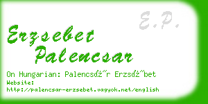 erzsebet palencsar business card